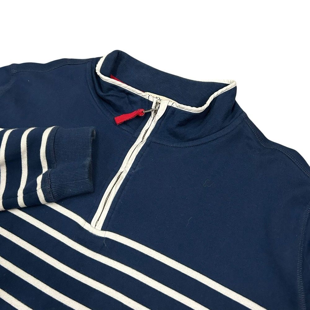 WoolOvers‎ 1/4 Zip Sweater Men's XXL 2XL Blue White Striped Pullover